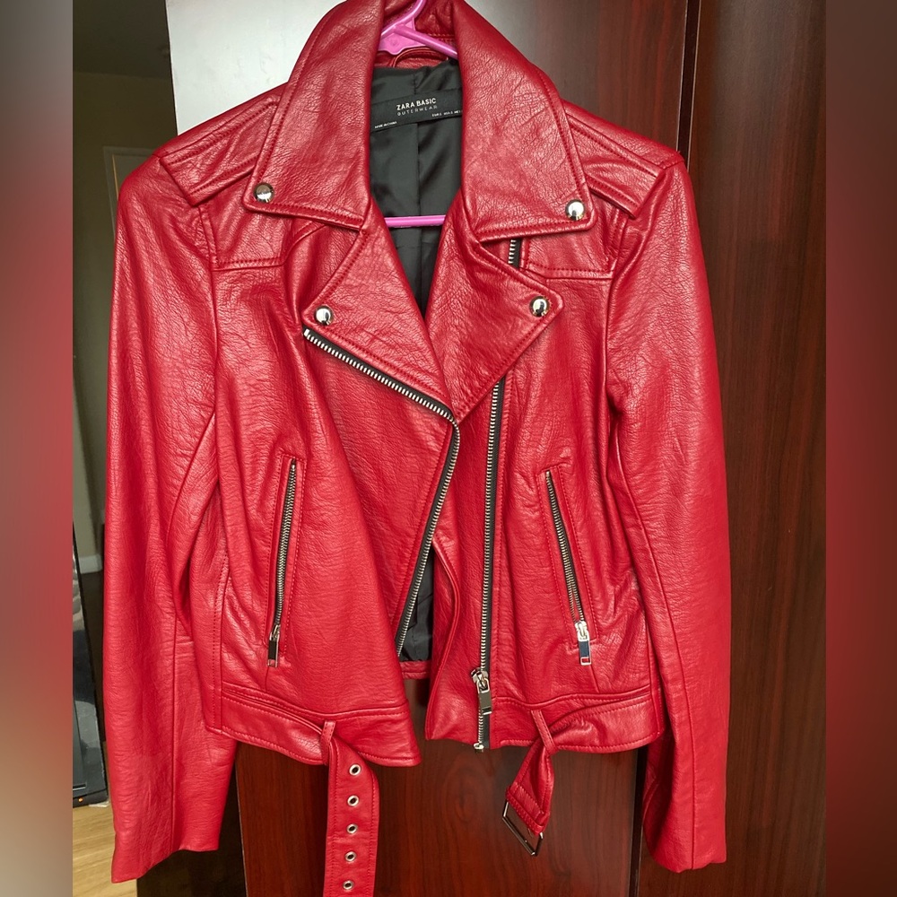 Zara Red Leather Jacket